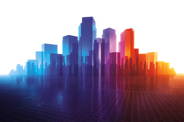 Fototapeta premium Futuristic cityscape with vibrant colors showing urban development and modern architecture, perfect for technology and business presentations with a clean design