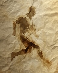 Vintage Soccer Player Silhouette on Texture Background