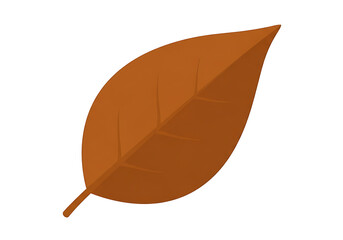 A simple, autumnal leaf with a rich, warm brown hue sits against a stark black backdrop.
