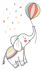 cute illustrator elephant with balloons