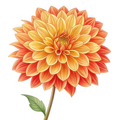 Orange dahlia isolated on transparent background