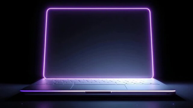 Glowing laptop design showcased in modern technology demonstration