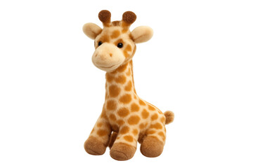 Obraz premium Adorable plush giraffe toy sitting on transparent background