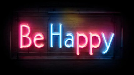 Neon sign illuminates message of positivity in urban setting