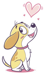 cute dog cartoon style pink heart