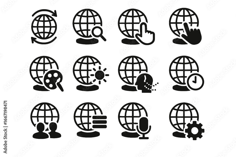 Poster control zoom recognition activation vector wireless icons sensitivity icon brightness globe holograp