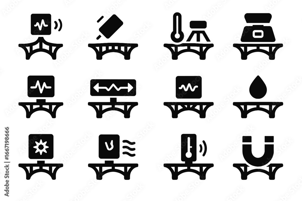 Poster weight bridge humidity sensor thermal vector detector node signal magnetic icon smart