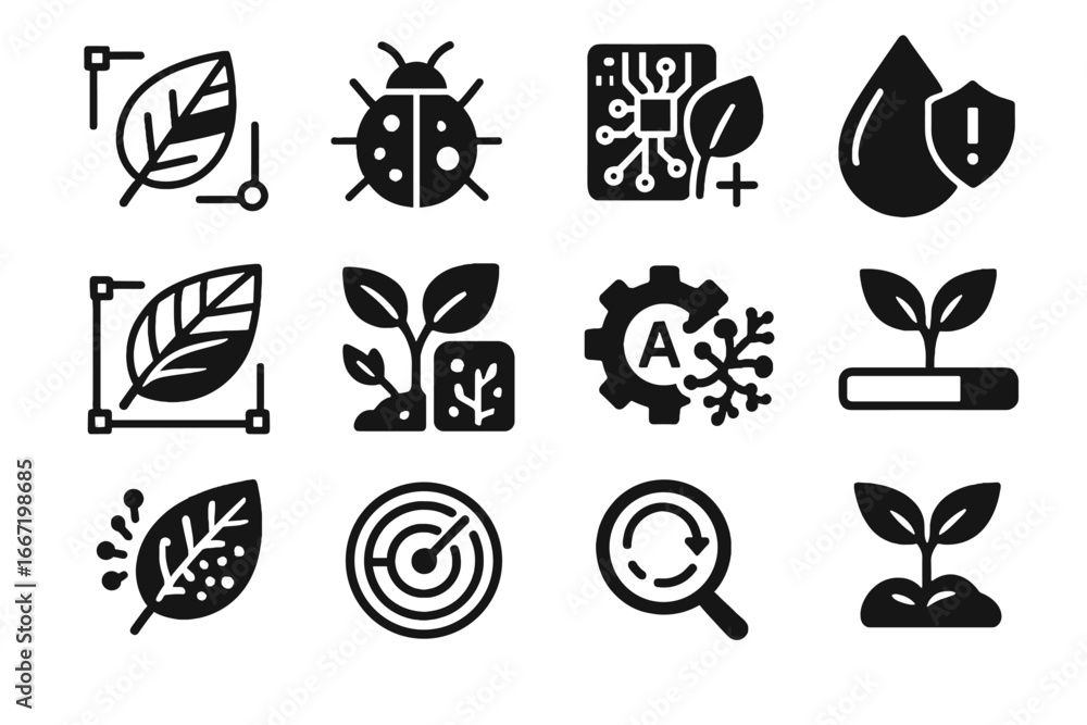 Aufkleber garden vector identifier sensor diagnostics risk issue warning ai fungal bar icon