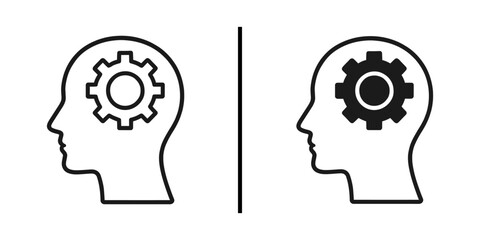 Mindful Gear: A thought-provoking illustration of two silhouettes, each symbolizing the human mind, cleverly enhanced with a gear icon that embodies intellect and thought.