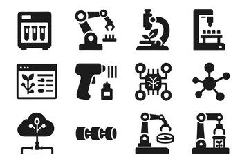 Handler data interface icon connection bio lab panel barcode vector processor integration