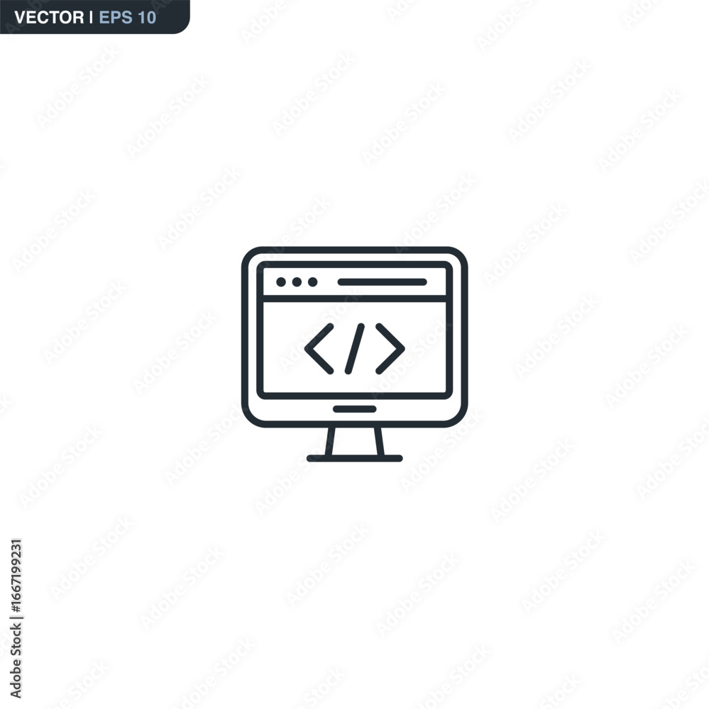 Poster web development, linear style sign for mobile concept and web design