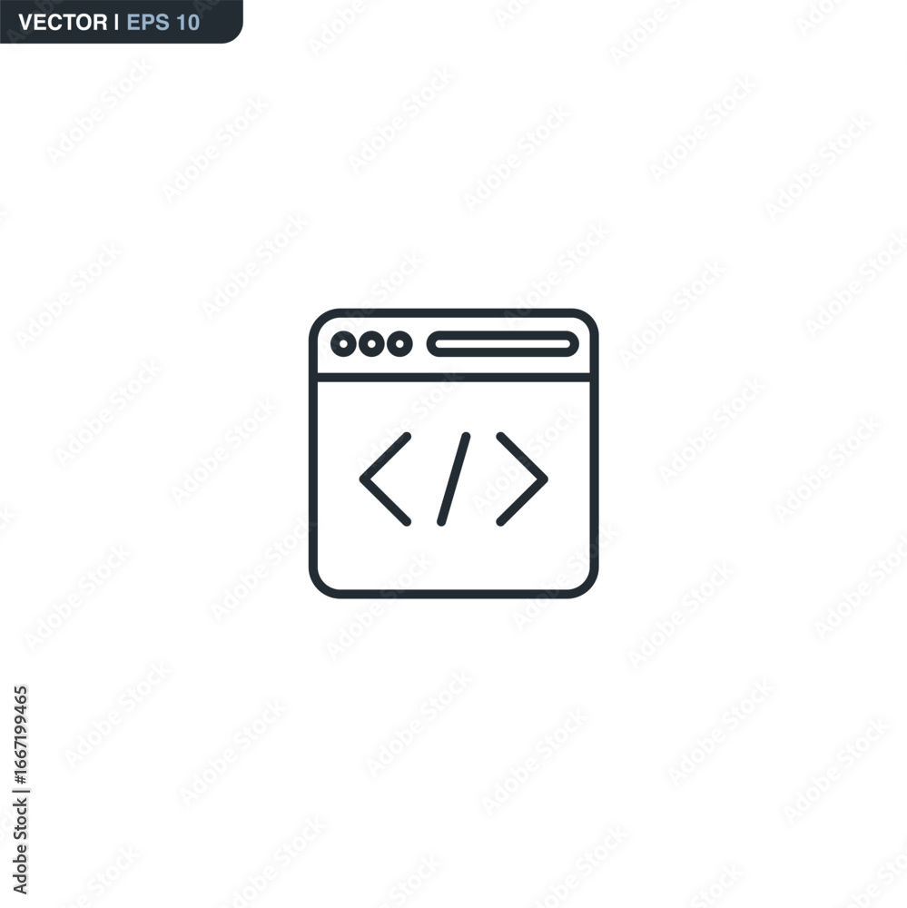 Poster web site development, linear style sign for mobile concept and web design