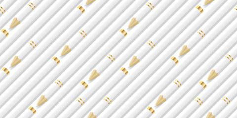 White color pencils seamless pattern, diagonal arrange, top view. Back to school concept. Seamless background of minimalistic pencils set. Wpapping paper or web page fill texture