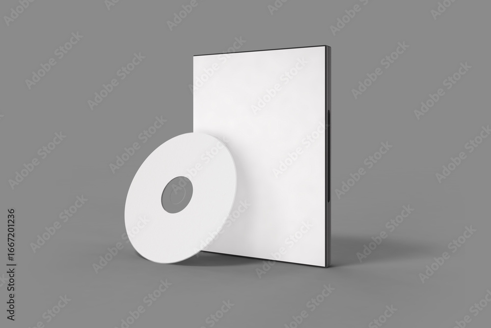Poster blank dvd case and disc mockup template for branding and presentation.3d rendering.