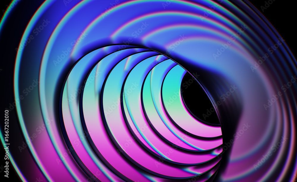 Poster abstract glass shapes with refraction effect. 3d render.