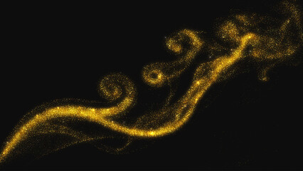 Abstract shiny gold glitter wave. Abstract vector background