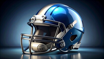 Fototapeta premium Blue Football Helmet with Sport, and Game.