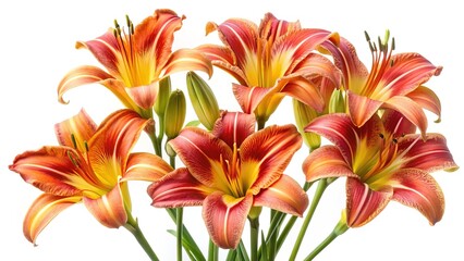 Beautiful close up of daylily flowers showcasing vibrant orange and yellow petals