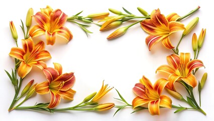 Fototapeta premium Elegant Floral Arrangement of Tiger Lilies on a Clean White Background