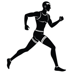 marathon runner silhouette vector art design