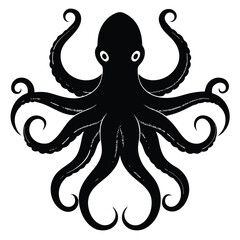 octopus silhouette vector art design