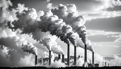 Industrial Smokestacks with Pollution Clouds. (1)