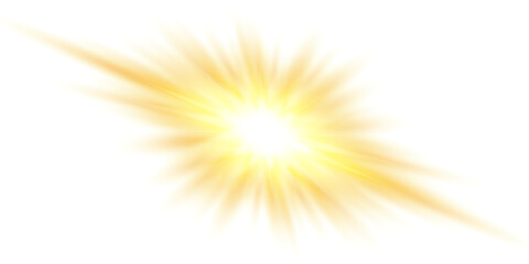 Yellow shining burst effect with glowing rays