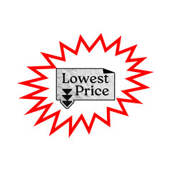 Lowest price starburst with downward arrows