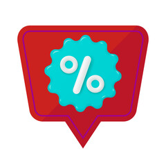 Red speech bubble with teal percentage sign