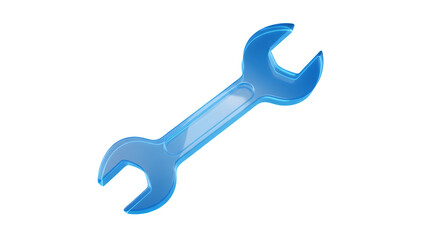 Glossy blue wrench icon — tools, maintenance, repair services and technical support symbol