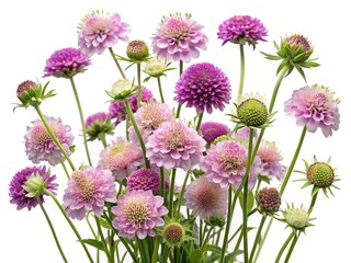Obraz premium Closeup of a bouquet of pincushion flowers in various stages of bloom