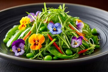 Colorful pansies adding a touch of elegance to a healthy and vibrant salad