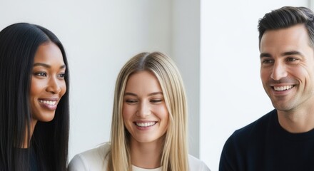 Diverse group of smiling young adults socializing indoors