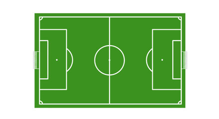 Overhead View of a Soccer Field with White Markings on Green Grass Simple Silhouette Style illustration silhouette