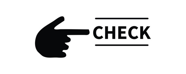 Black Hand Pointing at Check Mark Icon | Simple Line Design