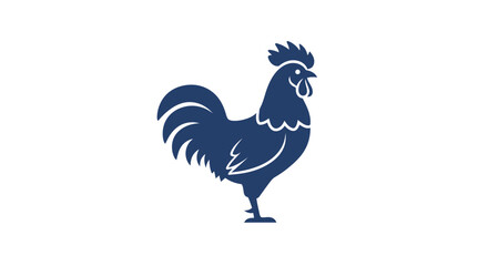 Elegant Rooster Vector Illustration in Dark Blue Silhouette Style on White Background silhouette