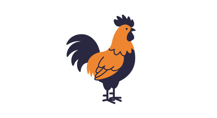 Vibrant Orange and Dark Blue Rooster Illustration in a Silhouette Style on a White Background silhouette