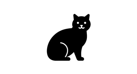 Elegant Cat Sitting Simple and Minimalist Design Black Silhouette on White Background Clean Vector Illustration silhouette