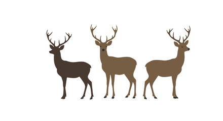 Three Deer Standing Side by Side in a Row Silhouette