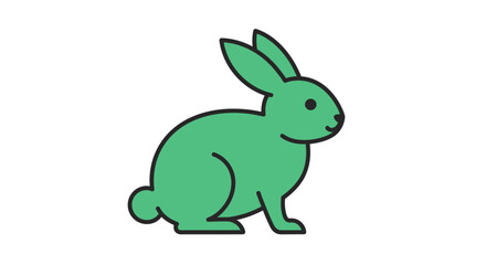 Green Rabbit Illustration in Silhouette Style with Black Outline on White Background for Easter and Spring Projects silhouette