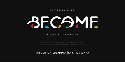 Modern creative minimal abstract digital colorful alphabet font design template set. Minimal Fashionable technology typography, Creative urban sport fashion futuristic font design. vector illustration © Yousaf Ahamad