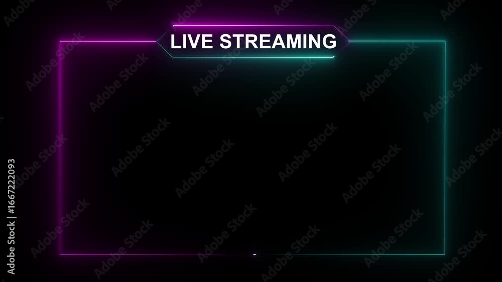 Poster live streaming neon text frame animation box frame neon frame live streaming game live stream overla