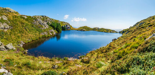 Fototapeta premium Panoramic landscape on Mount Ulriken near Bergen, Norway