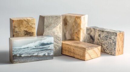 Handmade soap bars with marble textures natural skincare organic beauty concept