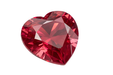 Fototapeta premium Heart-shaped Red Gemstone on a White Background, a Symbol of Love, Romance, and Valentine's Day