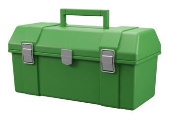 Isolated Green Plastic Toolbox with Metal Clasps