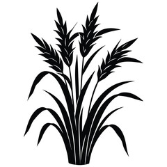 rice plant silhouette vector art design