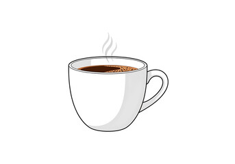 A steaming mug of dark coffee sits invitingly against a dark background.