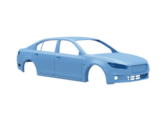 Naklejka premium Isolated Blue Car Body Shell, Automotive Manufacturing Concept