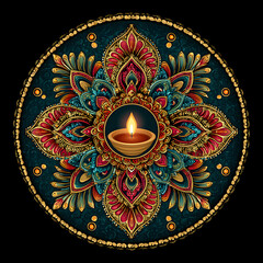 Traditional Diwali Rangoli Design Isolated Without Bckground